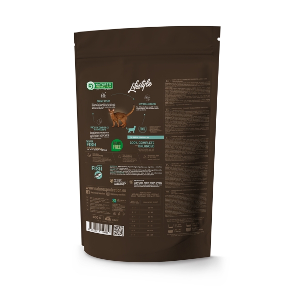 Nature's Protection Lifestyle Adult White fish Сухий беззерновий корм для котів з білою рибою, 400 г - 1