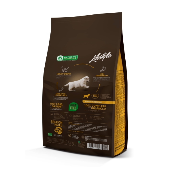 Nature's Protection Lifestyle Grain Free Salmon with Krill Puppies All Breeds Сухий беззерновий корм для цуценят усіх порід з лососем та крилем, 1,5 кг - 1