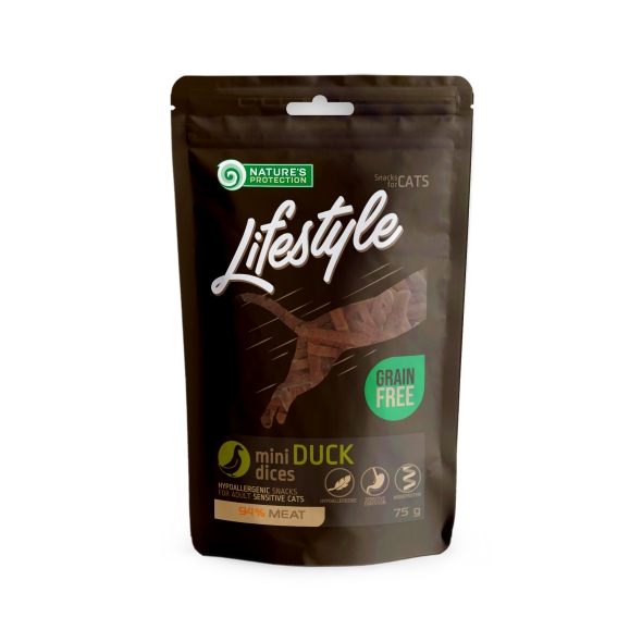 Nature's Protection Lifestyle Duck mini dices Ласощі для котів міні шматочки качки, 75 г