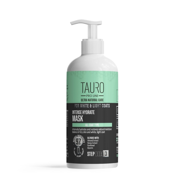 Tauro Pro Line Ultra Natural Care White Coat Intense Hydrate Mask Інтенсивно зволожувальна маска для собак і котів із білим, світлим забарвленням, 1000 мл