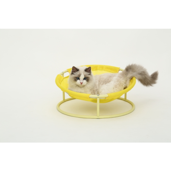 MISOKO Pet bed round Складаний лежак для домашніх тварин жовтий, 45x45x22 см - 3
