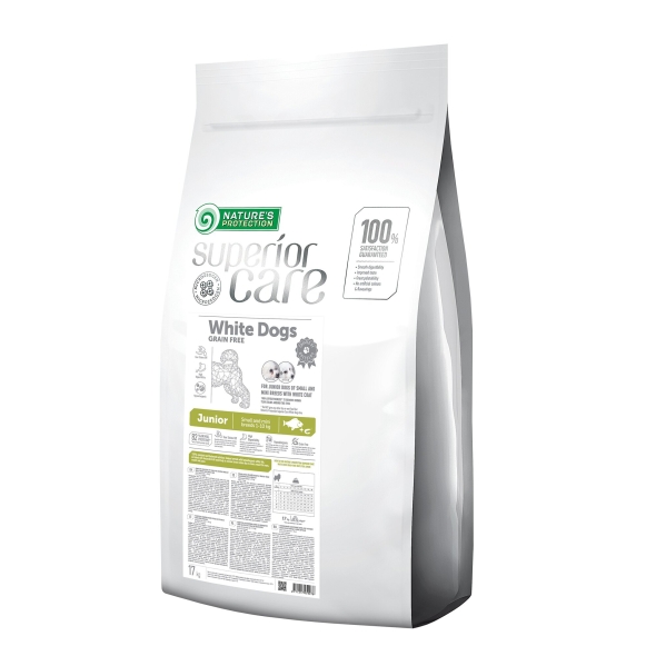 Nature's Protection Superior Care White Dogs Grain Free White Fish Junior Small Breeds Сухий беззерновий корм для юніорів малих порід з білою рибою, 17 кг