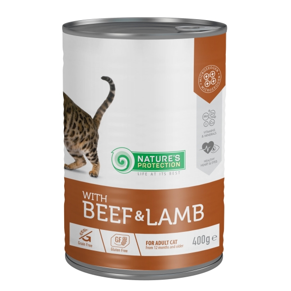 Nature's Protection Adult cats Beef &amp; Lamb Вологий корм для котів з яловичиною і ягням, 400 г