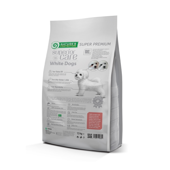 Nature's Protection Superior Care White Dogs Grain Free Salmon Starter All Breeds Сухий беззерновий корм (стартер) для цуценят усіх порід з лососем, 1,5 кг - 1
