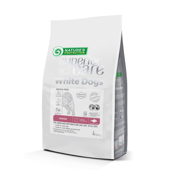 Nature's Protection Superior Care White Dogs Grain Free White Fish Junior All Sizes Сухий беззерновий корм для юніорів усіх розмірів з білою рибою, 4 кг