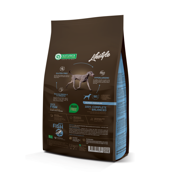 Nature's Protection Lifestyle Grain Free White fish Adult All Breeds Сухий беззерновий корм для собак усіх порід з білою рибою, 1,5 кг - 1
