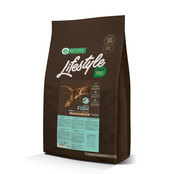 Nature's Protection Lifestyle Adult White fish Сухий беззерновий корм для котів з білою рибою, 7 кг