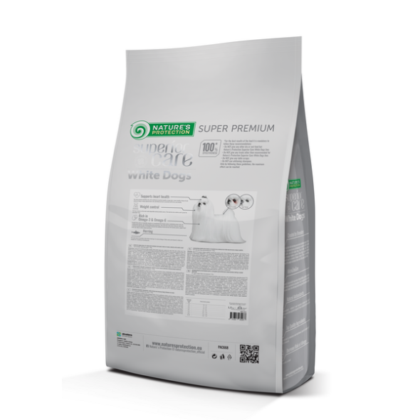 Nature's Protection Superior Care White Dogs Grain Free Herring Adult Small Сухий беззерновий корм для дорослих собак малих порід з оселедцем, 10 кг - 1