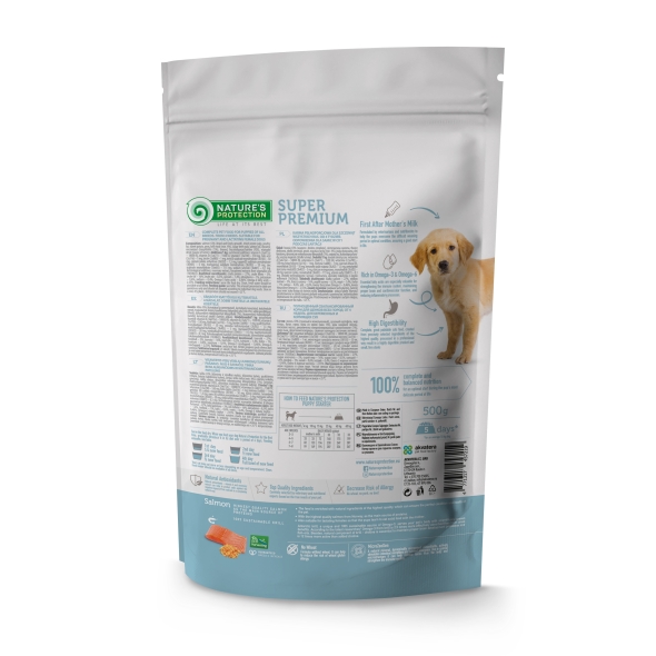 Nature's Protection Puppy starter All Breeds Сухий корм для цуценят усіх порід з лососем, 500 г - 1