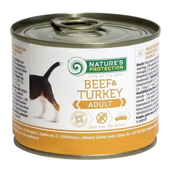 Nature's Protection Adult Beef &amp; Turkey Вологий корм для собак з яловичиною та індичкою, 200 г