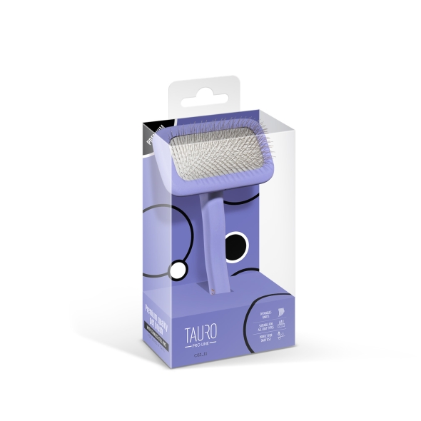 Tauro Pro Line Щітка дерев'яна прямокутна, зубці 11 мм, фіолетова, M, 9,2 х 17 см - 5