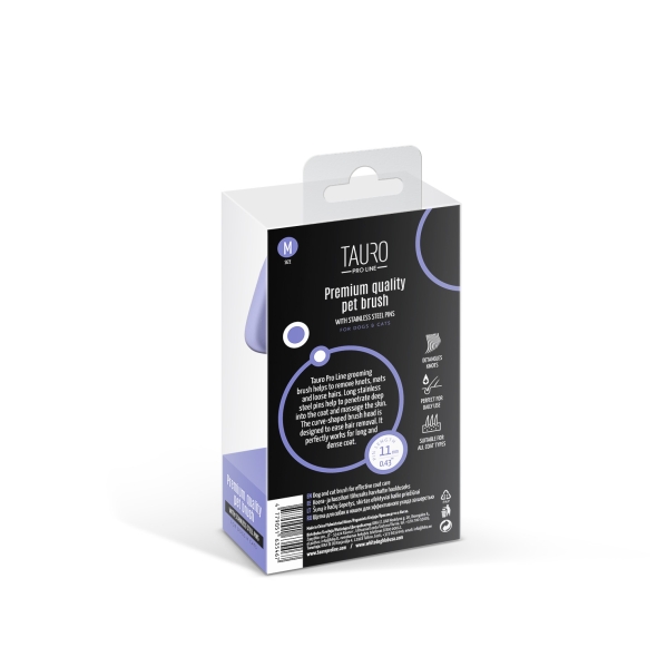 Tauro Pro Line Щітка дерев'яна прямокутна, зубці 11 мм, фіолетова, M, 9,2 х 17 см - 6