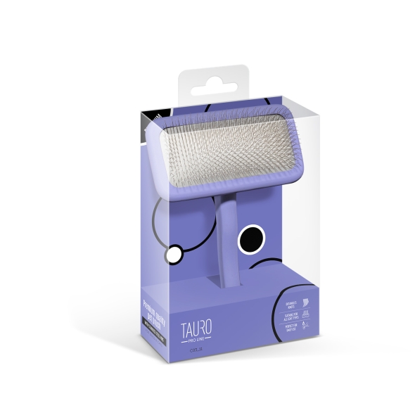 Tauro Pro Line Щітка дерев'яна прямокутна, зубці 11 мм, фіолетова, L, 12 х 17 см - 5