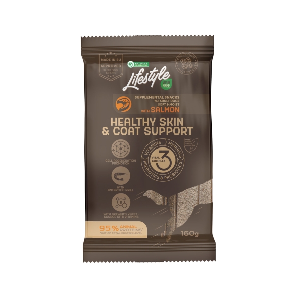 Nature's Protection Lifestyle Grain Free Salmon Healthy Skin&amp;Coat Support Беззернові ласощі для собак з лососем, 160 г