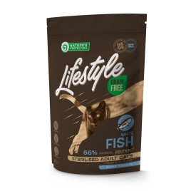 Nature's Protection Lifestyle Sterilised White fish Сухий беззерновий корм для стерилізованих котів з білою рибою, 400 г