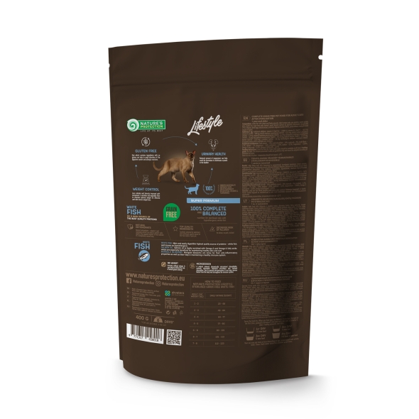 Nature's Protection Lifestyle Sterilised White fish Сухий беззерновий корм для стерилізованих котів з білою рибою, 400 г - 1