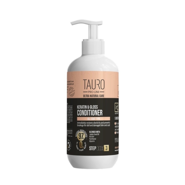 Tauro Pro Line Ultra Natural Care Keratin &amp; Gloss Conditioner Кератиновий кондиціонер для шерсті собак і котів, 400 мл