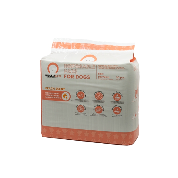 MISOKO Одноразові пелюшки для собак з ароматом персика (цуценята та кісточки), 60*90 см, 50 шт - 1