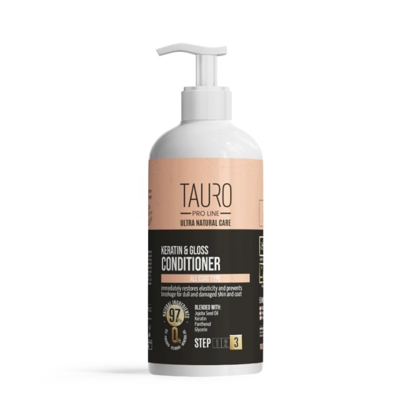 Tauro Pro Line Ultra Natural Care Keratin &amp; Gloss Conditioner Кератиновий кондиціонер для шерсті собак і котів, 1000 мл
