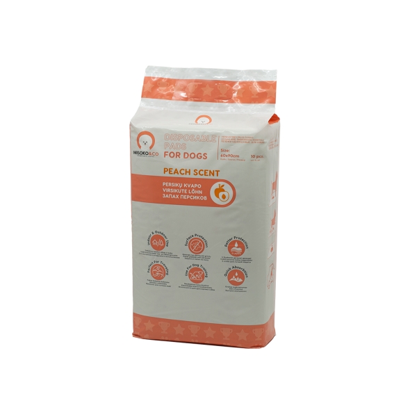 MISOKO Одноразові пелюшки для собак з ароматом персика (цуценята та кісточки), 60*90 см, 10 шт - 1