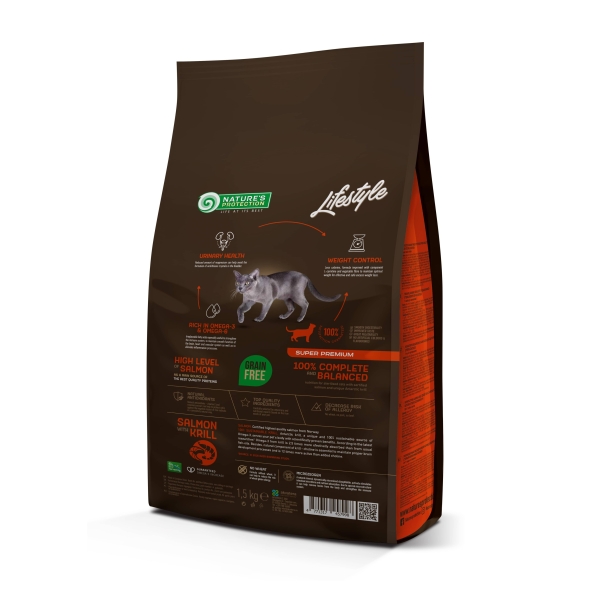 Nature's Protection Lifestyle Sterilised Salmon Сухий беззерновий корм для стерилізованих котів з лососем, 1,5 кг - 1