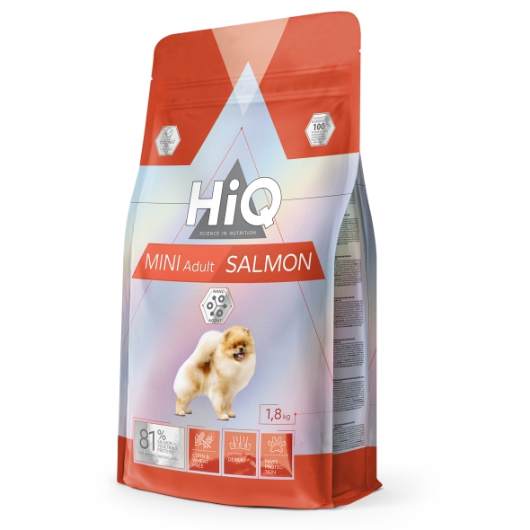 HiQ Mini Adult Salmon Сухий корм для дорослих собак малих порід з лососем, 1,8 кг