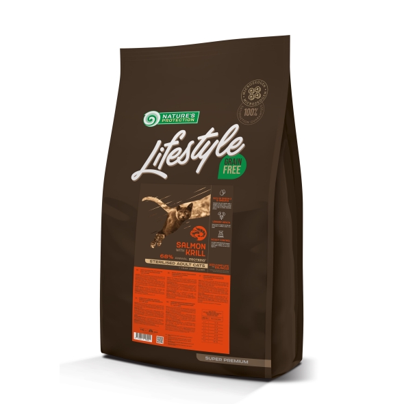 Nature's Protection Lifestyle Sterilised Salmon Сухий беззерновий корм для стерилізованих котів з лососем, 7 кг