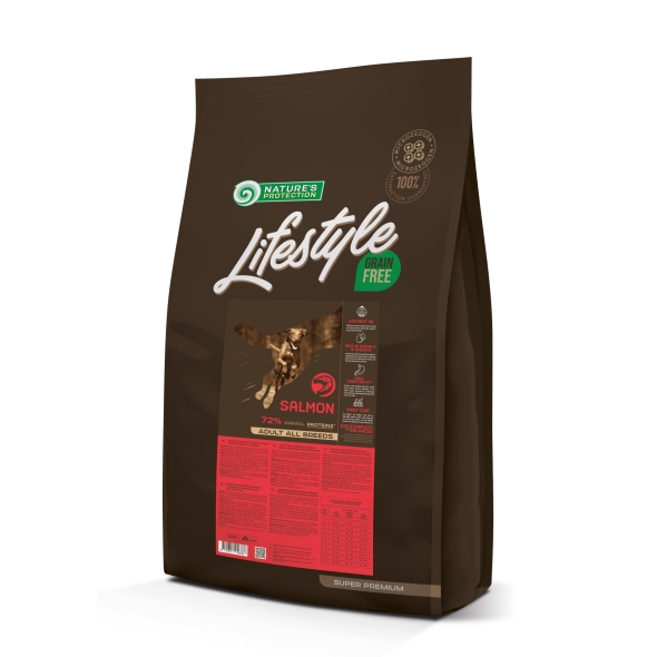 Nature's Protection Lifestyle Grain Free Salmon Adult All Breeds Сухий беззерновий корм для собак усіх порід з лососем, 10 кг
