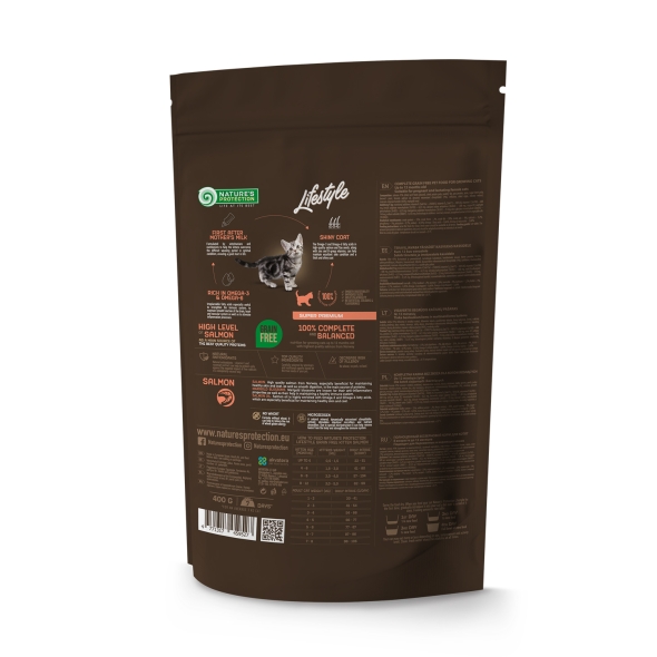 Nature's Protection Lifestyle Growing Salmon Сухий беззерновий корм для кошенят з лососем, 400 г - 1