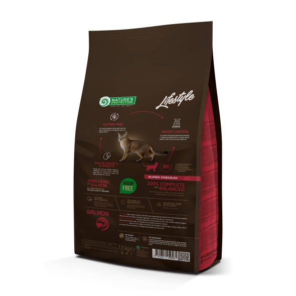 Nature's Protection Lifestyle Senior Salmon Сухий беззерновий корм для літніх котів з лососем, 1,5 кг - 1