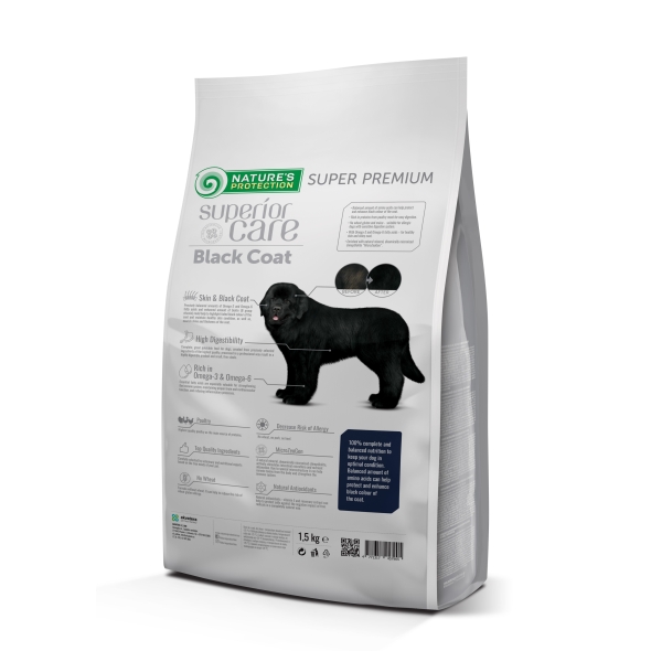 Nature's Protection Superior Care Dark Coat Grain Free Adult All Breeds Сухий корм для дорослих собак усіх порід з чорним забарвленням шерсті, 1,5 кг - 1
