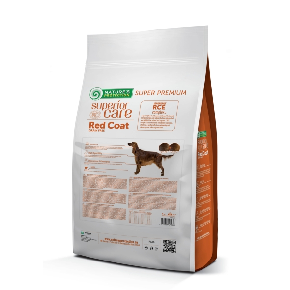 Nature's Protection Superior Care Red Coat Grain Free Lamb Adult All Breeds Сухий беззерновий корм для дорослих собак усіх порід з рудим забарвленням з ягням, 4 кг - 1