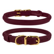 Barksi Premium Crazy Нашийник для собак шкіряний круглий бордо, розмір XS
