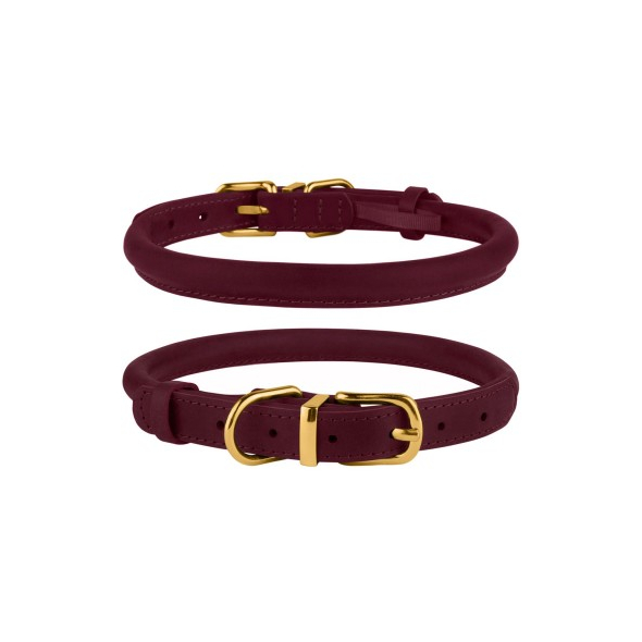 Barksi Premium Crazy Нашийник для собак шкіряний круглий бордо, розмір XS