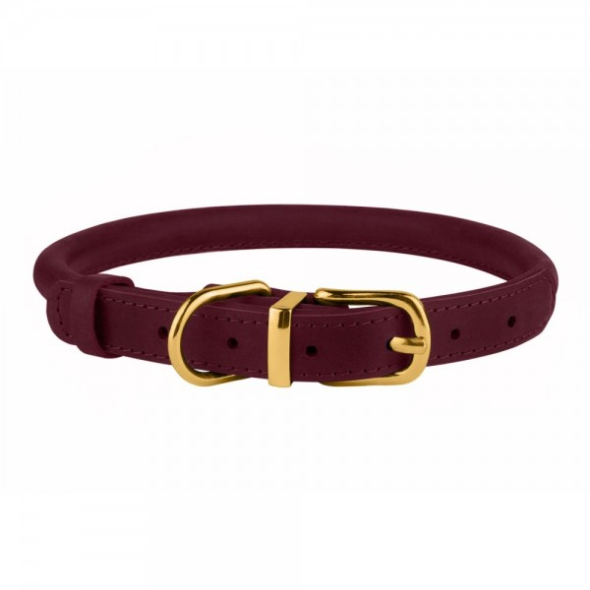 Barksi Premium Crazy Нашийник для собак шкіряний круглий бордо, розмір XS - 1