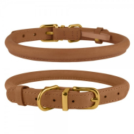 Barksi Premium Crazy Нашийник для собак шкіряний круглий світло-коричневий, розмір M