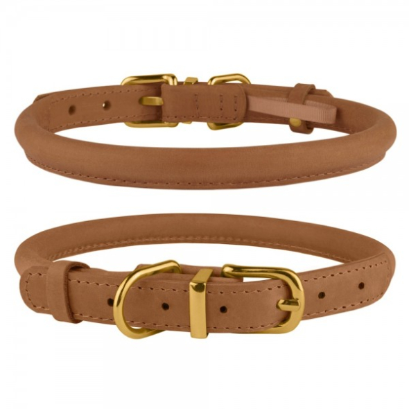 Barksi Premium Crazy Нашийник для собак шкіряний круглий світло-коричневий, розмір M