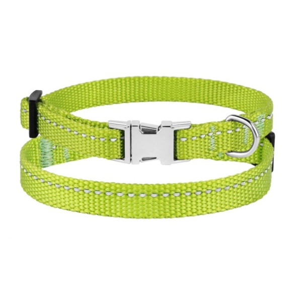 Barksi Active Нашийник для собак зі світловідбиттям і металевою пряжкою салатовий, розмір XS - 3