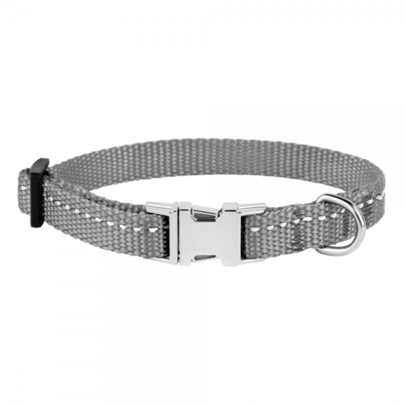 Barksi Active Нашийник для собак зі світловідбиттям і металевою пряжкою сірий, розмір S - 3