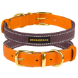 Barksi Нашийник для собак Брезент + Шкіра з металевою пряжкою рудий з черрі, розмір XL