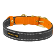 Barksi Нашийник для собак Брезент + Шкіра з металевою пряжкою рудий з графітовим, розмір M - 3