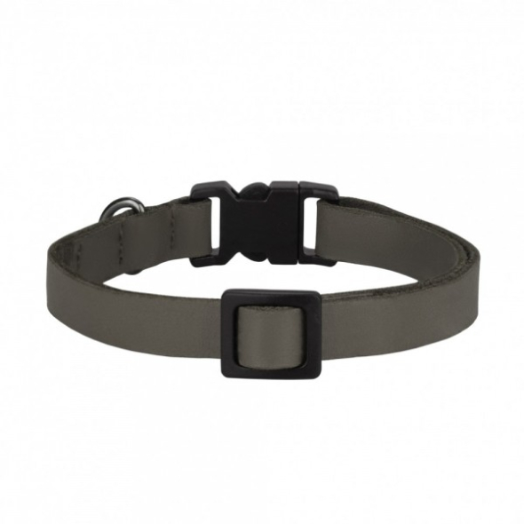Нашийник шкіряний плоский BARKSI Crazy для котів з золотим дзвіночком графіт, розмір XS - 2
