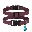 Нашийник шкіряний плоский BARKSI Crazy для котів з блакитним дзвіночком бордо, розмір XS