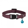 Нашийник шкіряний плоский BARKSI Crazy для котів з блакитним дзвіночком бордо, розмір XS - 1