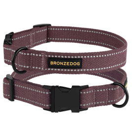 Barksi Нашийник для собак Брезент з металевою пряжкою черрі, розмір L