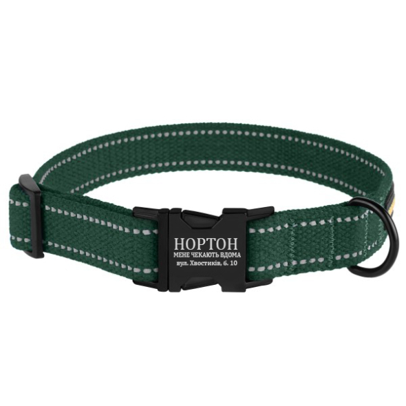 Barksi Нашийник для собак Брезент з металевою пряжкою зелений, розмір M - 1