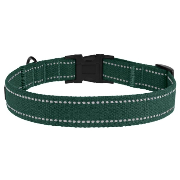 Barksi Нашийник для собак Брезент з металевою пряжкою зелений, розмір M - 2