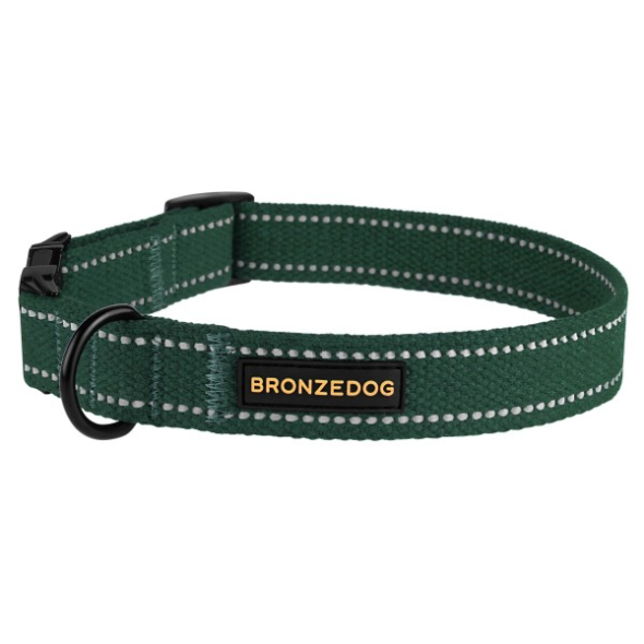 Barksi Нашийник для собак Брезент з металевою пряжкою зелений, розмір M - 3