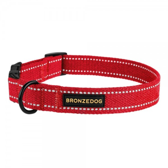 Barksi Нашийник для собак Брезент з металевою пряжкою червоний, розмір S - 2