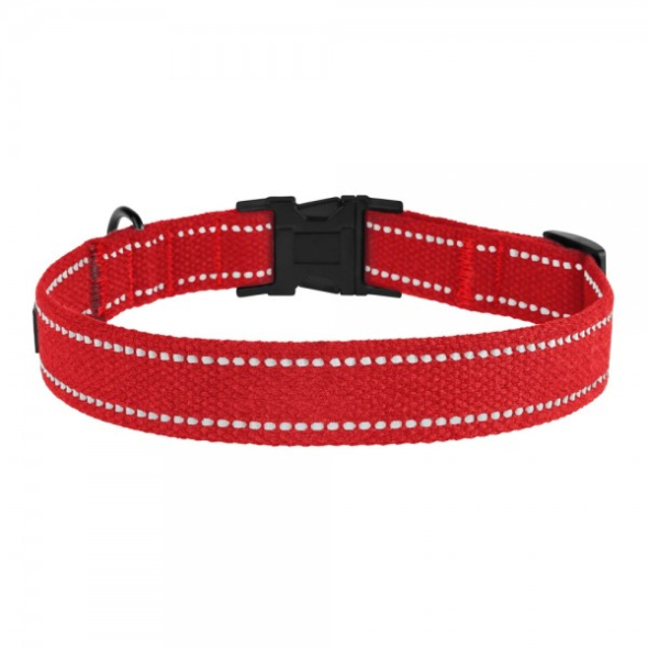 Barksi Нашийник для собак Брезент з металевою пряжкою червоний, розмір S - 3